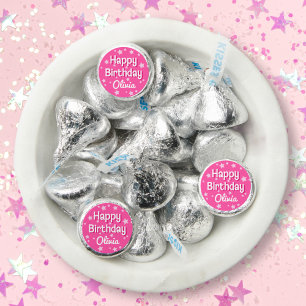 Retro Pretty Pink Stars Happy Birthday  Hershey®'s Kisses®