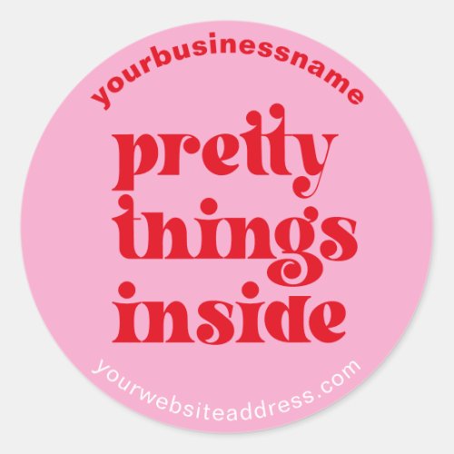retro pretty things inside  name URL pink red Classic Round Sticker