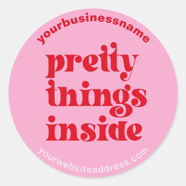 retro pretty things inside | name URL pink red Classic Round Sticker (Front)