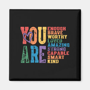 Retro Pride Mental Health You Are Enough Brave Wor Magnet
