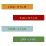 Retro Primary Color Coded Kids Waterproof Name Labels