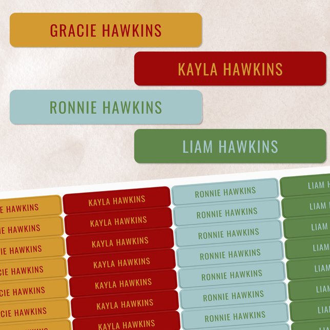 Retro Primary Color Coded Kids Waterproof Name Labels (Creator Uploaded)
