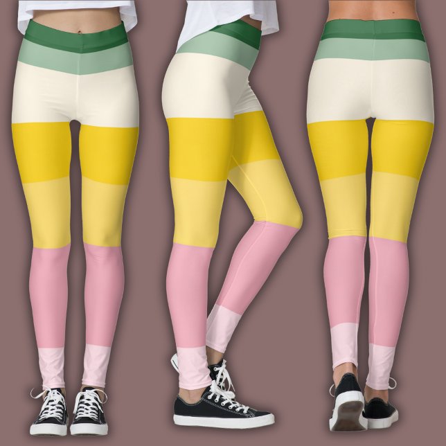 Retro Print | Color Block Leggings (Creator Uploaded)