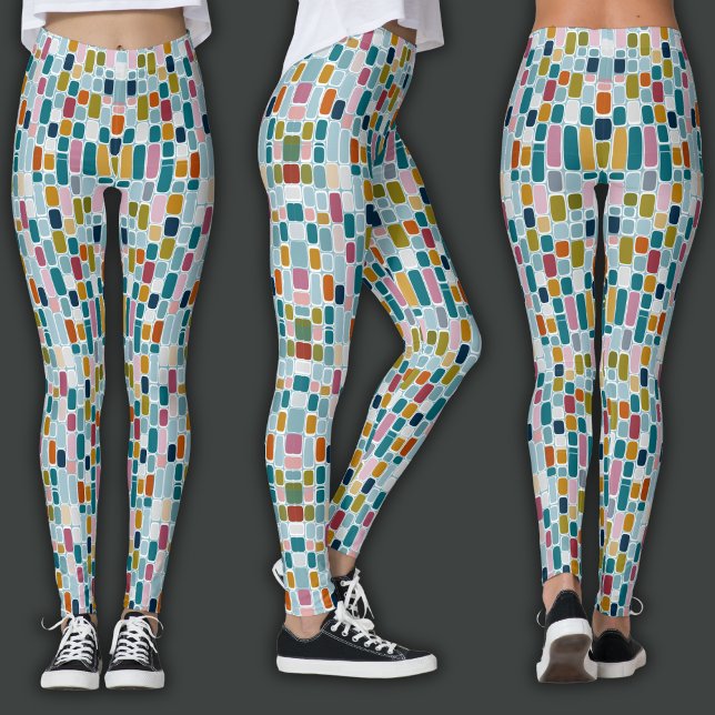 Retro Print | Color Blocks Leggings (Creator Uploaded)