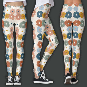 Retro Print   Pastel Floral Leggings