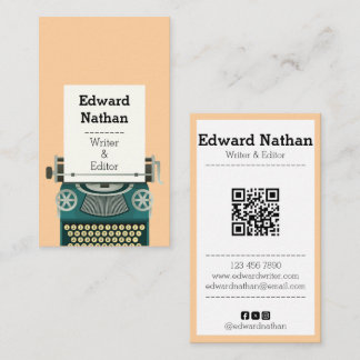 Retro professional typewriter qr code business card