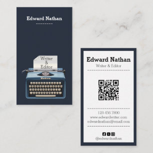 Retro professional typewriter qr code business card