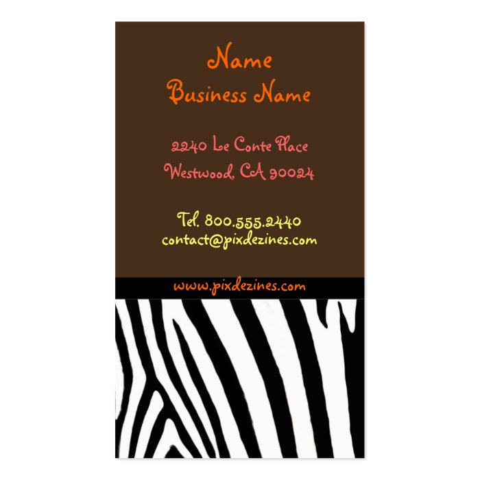 Retro profile cards zebra print business card template