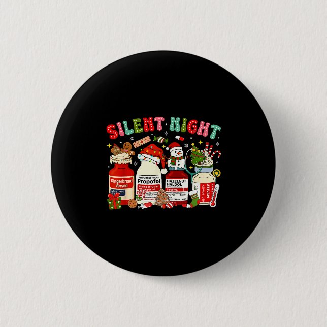 Retro Profol Silent Night Icu Nurses Funny Merry C Button (Front)