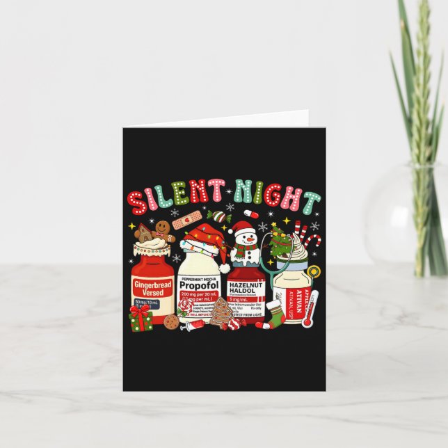 Retro Profol Silent Night Icu Nurses Funny Merry C Card (Front)