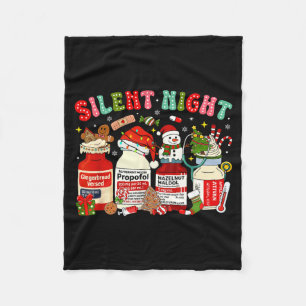 Retro Profol Silent Night Icu Nurses Funny Merry C Fleece Blanket