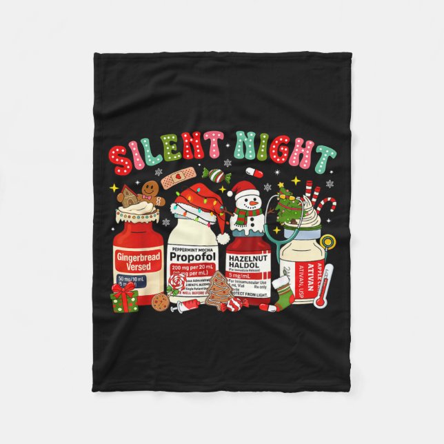 Retro Profol Silent Night Icu Nurses Funny Merry C Fleece Blanket (Front)