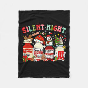 Retro Profol Silent Night Icu Nurses Funny Merry C Fleece Blanket