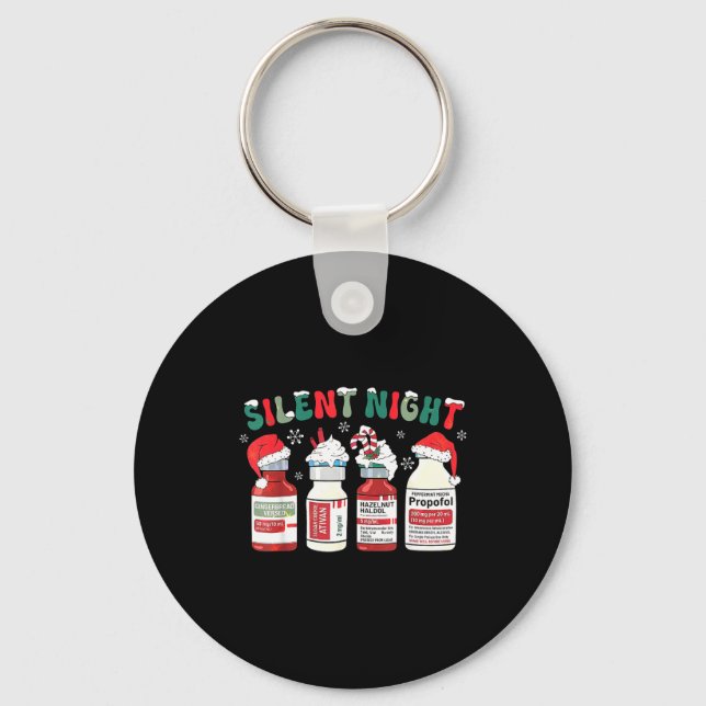 Retro Profol Silent Night Icu Nurses Funny Merry C Keychain (Front)