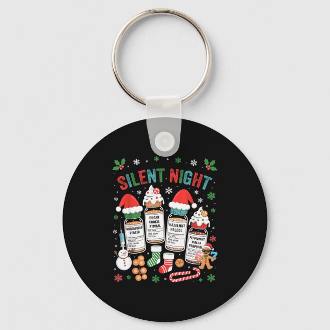 Retro Profol Silent Night Icu Nurses Funny Merry C Keychain (Front)