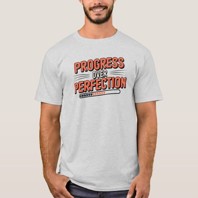 Retro Progress Over Perfection Quote T-Shirt (Front)