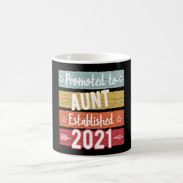 Retro Promoted to Aunt Est. 2021 Baby Announcement Coffee Mug (Center)