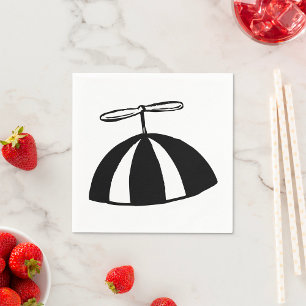 Retro Propeller Beanie Whimsical Black and White Napkins