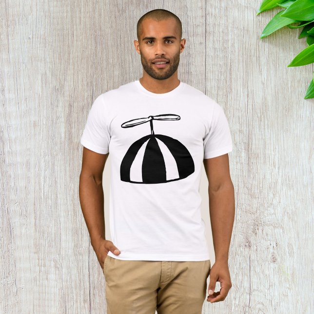 Retro Propeller Beanie Whimsical Black and White  T-Shirt (Creator Uploaded)