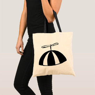 Retro Propeller Beanie Whimsical Black and White Tote Bag