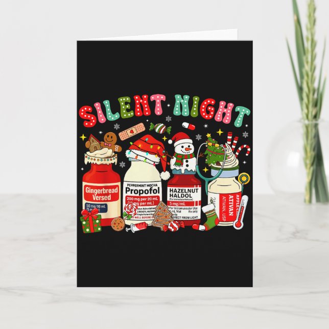 Retro Propofol Silent Night Icu Nurses Funny Merry Card (Front)