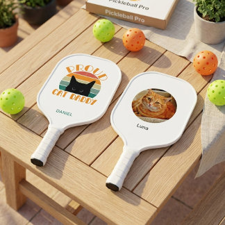 Retro Proud Cat Dad Custom Pet Picture With Name Pickleball Paddle