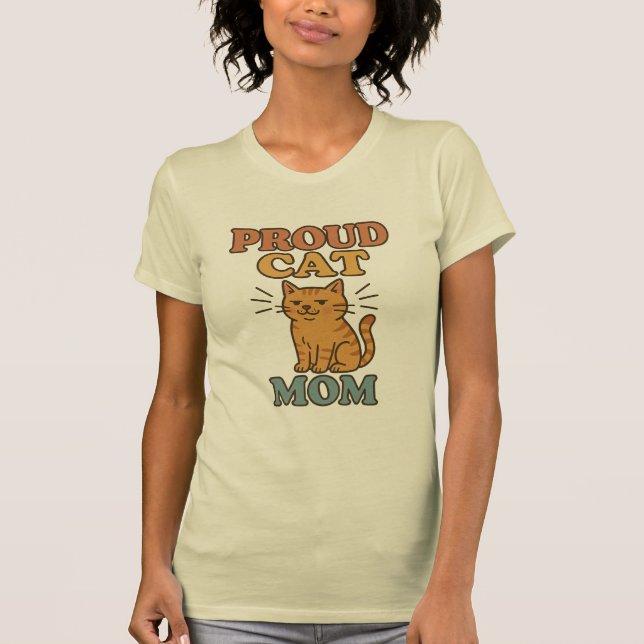 Retro Proud Cat Mom T-Shirt Gift For Cat Mom (Front)