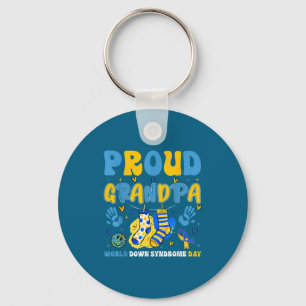 Retro Proud Grandpa World Down Syndrome Day Grandf Keychain