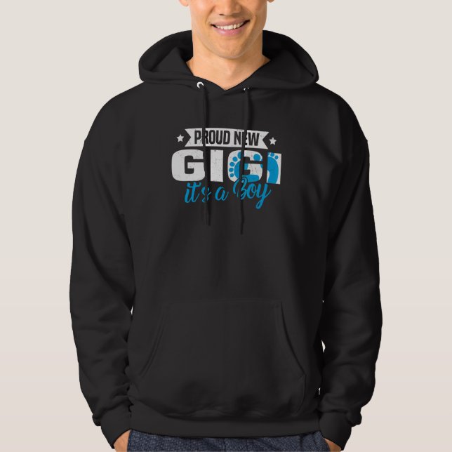Retro Proud New Gigi It's A Boy Gender Reveal Hoodie (Front)