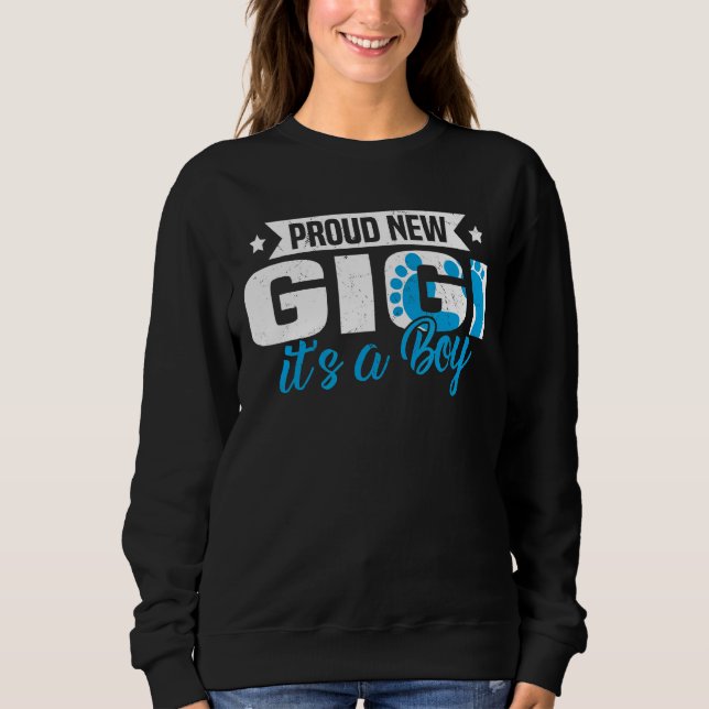 Retro Proud New Gigi It's A Boy Gender Reveal Sweatshirt (Front)