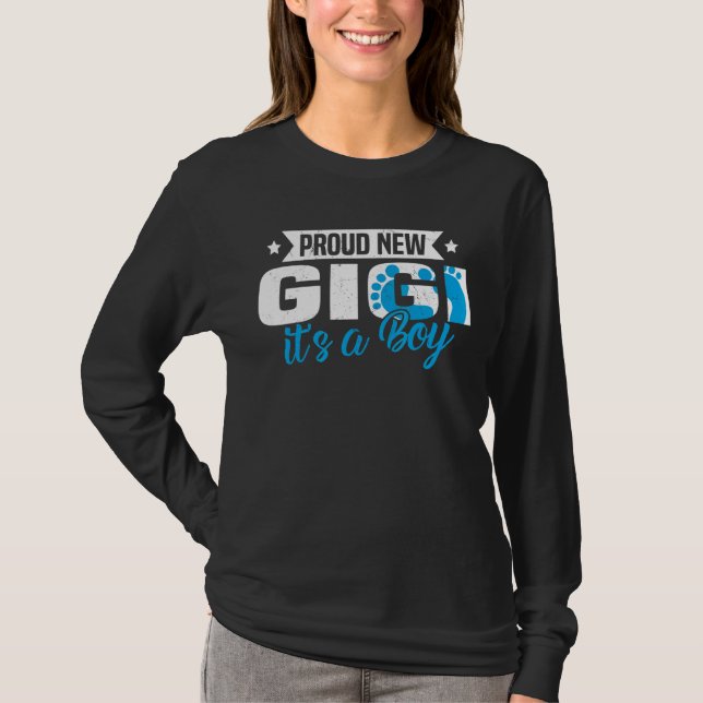 Retro Proud New Gigi It's A Boy Gender Reveal T-Shirt (Front)