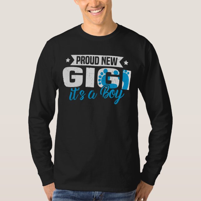 Retro Proud New Gigi It's A Boy Gender Reveal T-Shirt (Front)