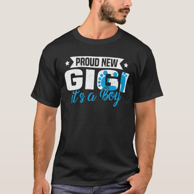 Retro Proud New Gigi It's A Boy Gender Reveal T-Shirt (Front)