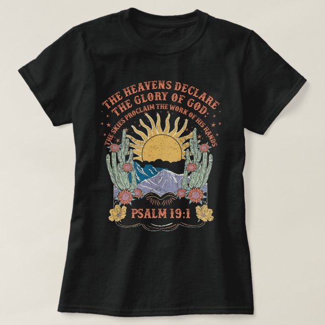 Retro Psalm 19:1 Classical Conversations Cycle T-Shirt (Design Front)