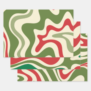 Retro Psychedelic 60s 70s Groovy Christmas Wrapping Paper Sheets