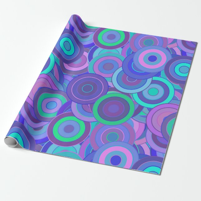 Retro Psychedelic 60s Circle Pattern Fun Colorful  Wrapping Paper (Unrolled)