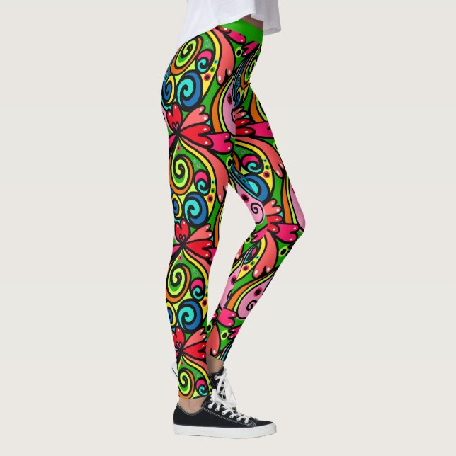 Retro Psychedelic 60s Pattern Colorful Leggings (Right)