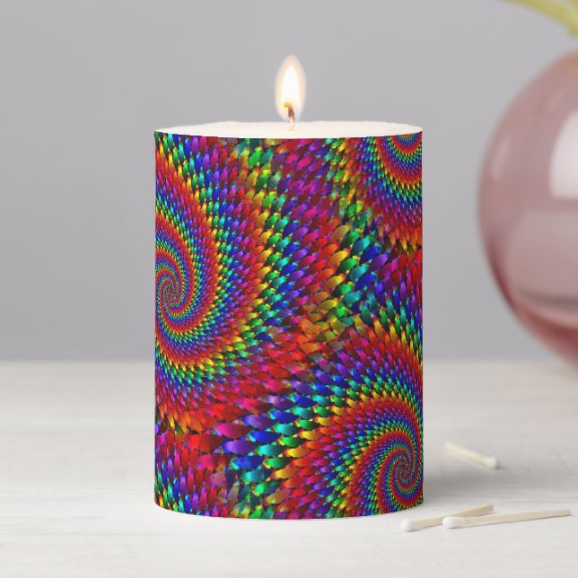 Retro Psychedelic 70's  Pillar Candle (In Situ)