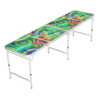 Retro Psychedelic Abstract Beer Pong Table by StuffOrSomething at Zazzle