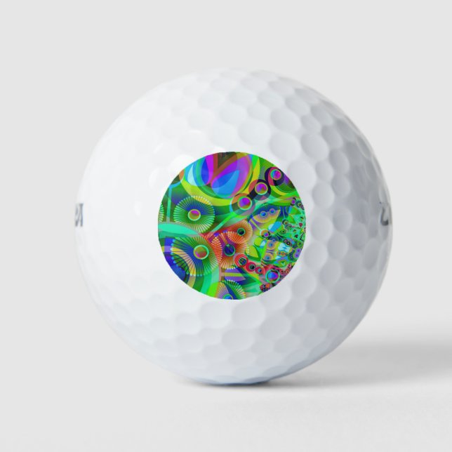 Retro Psychedelic Abstract Golf Balls (Front)
