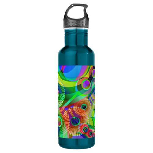 Retro Psychedelic Abstract Water Bottle