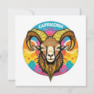 Retro Psychedelic Capricorn Zodiac Goat Dec Jan