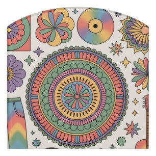 Retro Psychedelic Groovy Aesthetic Door Sign