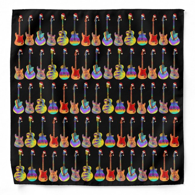 Retro Psychedelic Guitar Christmas Bandana (Front)
