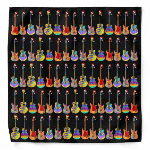 Retro Psychedelic Guitar Christmas Dog Bandana