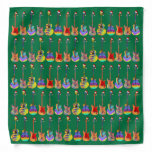 Retro Psychedelic Guitar Christmas Green Dog Bandana