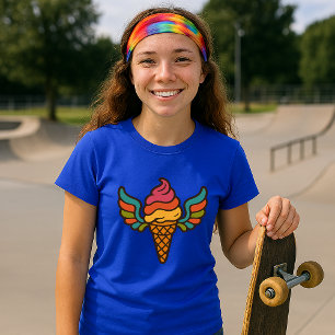Retro Psychedelic Ice Cream Cone With Wings T-Shirt