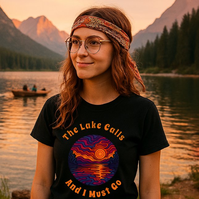 Retro Psychedelic Lake Sunset T-Shirt (Creator Uploaded)