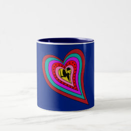 Retro Psychedelic Love Heart Coffee Mug