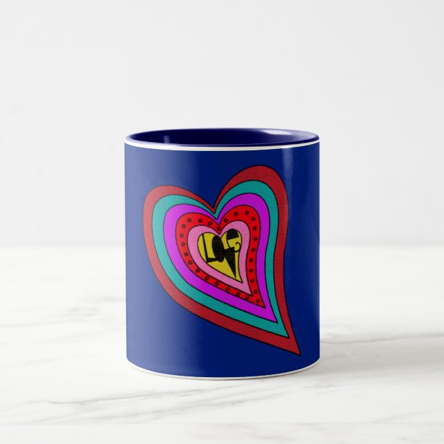 Retro Psychedelic Love Heart Coffee Mug (Center)